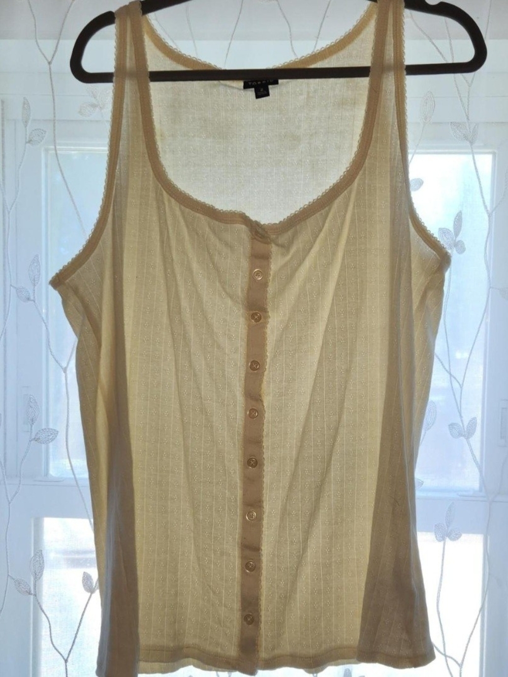 Torrid Cream Button-Front Ribbed Tank Top